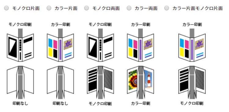 表紙の色数の指定