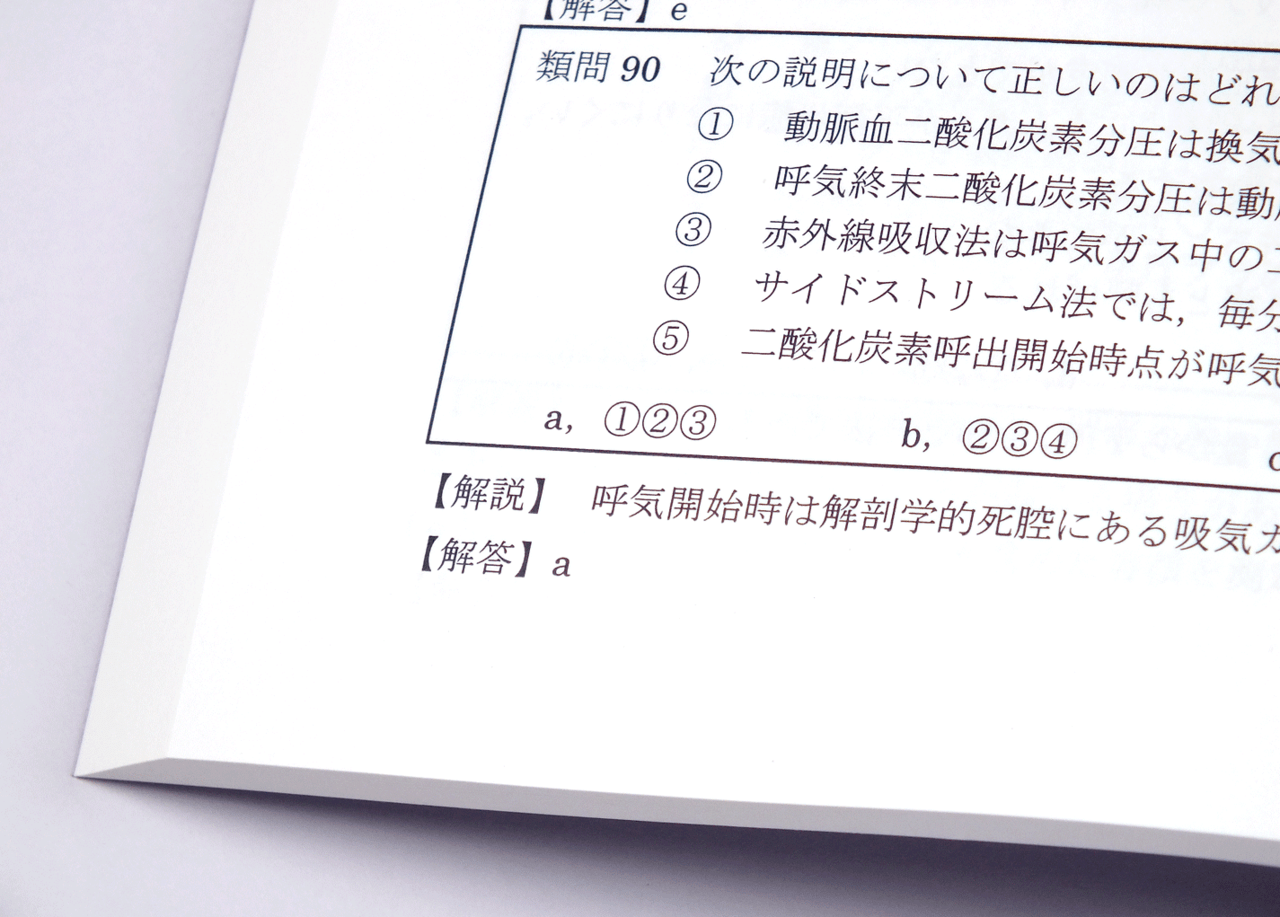 オンデマンド印刷と無線綴じ製本で作成した小冊子（テキスト・問題集）の本文ページの余白の大きさがわかる画像です。