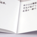 オンデマンド印刷と中綴じ製本で作成した小冊子（ZINE）に使用された文字の大きさを示す拡大画像です。